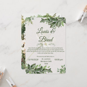 Invitación Elegant Green And  Beige Floral Wedding Invitation