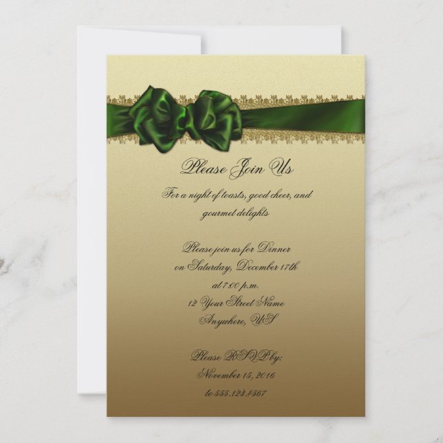Invitación Elegant Green and Gold Corporate Party Invite (Anverso)