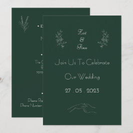 Invitación Elegant Green And White Floral Simple Invitation