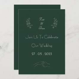 Invitación Elegant Green And White Floral Simple Invitation