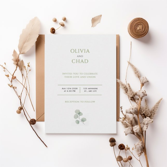 Invitación Elegant Green Botanical Wedding Invitation (Subido por el creador)