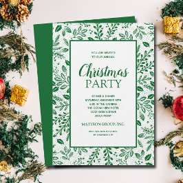 Invitación Elegant Green Botanicals Christmas Party