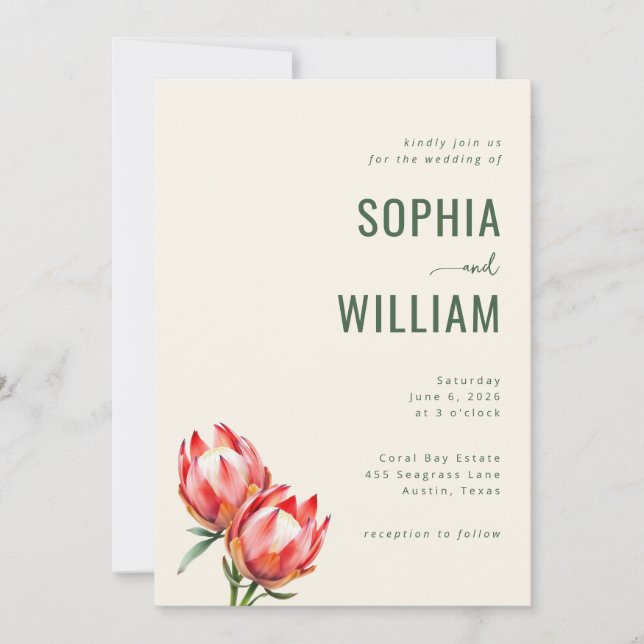 Invitación Elegant Green Floral Wedding Invitation (Anverso)