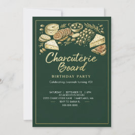 Invitación Elegant Green & Gold Charcuterie Board Birthday