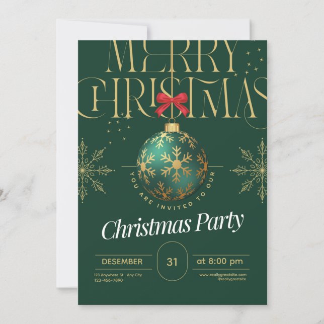 Invitación Elegant Green & Gold Christmas Invitation (Anverso)
