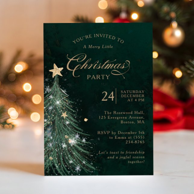 Invitación Elegant Green Gold Christmas Party  (Subido por el creador)