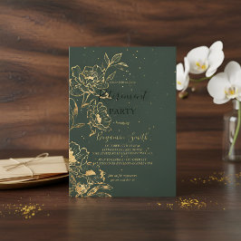 Invitación Elegant Green Gold Retirement Party Invitation Flo