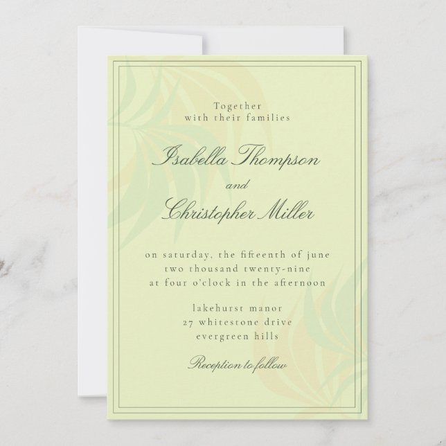 Invitación Elegant Green Palm Wedding Invitation (Anverso)
