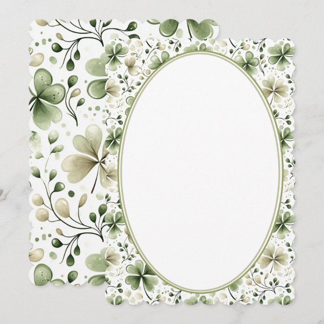 Invitación Elegant Green Shamrock Wedding Invitation Design (Anverso / Reverso)