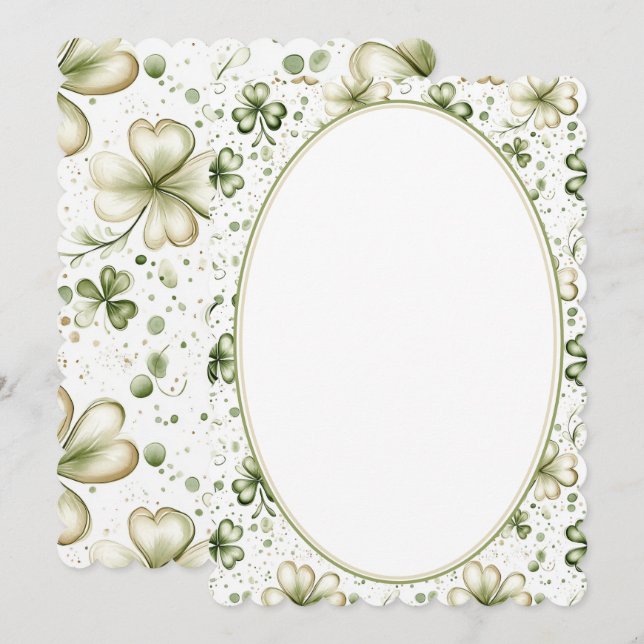 Invitación Elegant Green Shamrock Wedding Invitation Design (Anverso / Reverso)