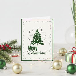 Invitación Elegant Green & White Christmas Greeting Card