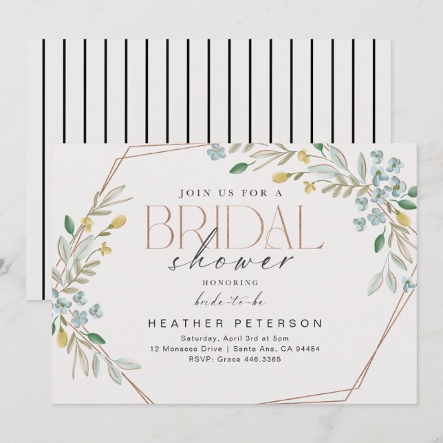 Invitación Elegant Greenery (Anverso / Reverso)