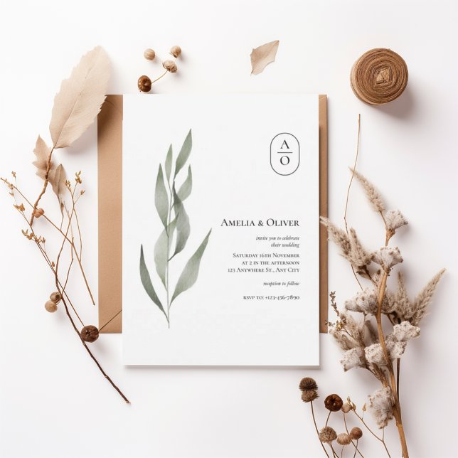 Invitación Elegant Greenery Botanical Wedding Invitation (Subido por el creador)