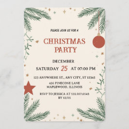 Invitación Elegant Greenery Christmas Party Invitation Card