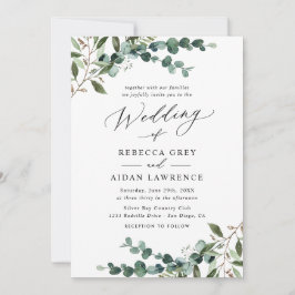 Invitación Elegant Greenery QR Code All-in-One Wedding