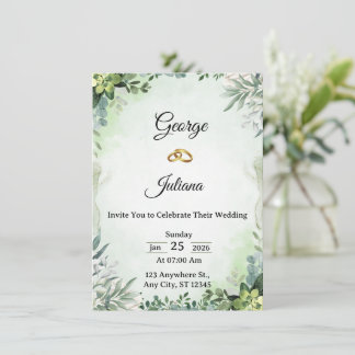 Invitación Elegant Greenery Wedding Invitation