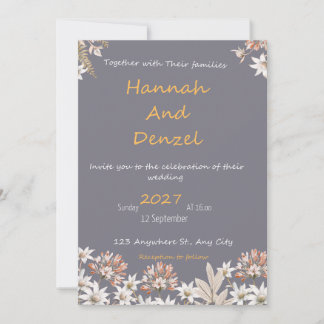 Invitación Elegant Grey Floral Wedding Invitation | Watercolo
