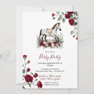 Invitación Elegant Grey Horse Kentucky Derby Party Invitation