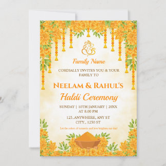 Invitación Elegant Haldi Ceremony Invitation