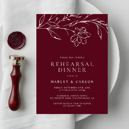 Invitación Elegant Hand Drawn Floral Wedding Rehearsal Dinner