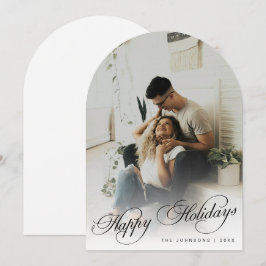 Invitación Elegant Happy Holidays Arch Photo Christmas Card