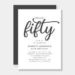 Invitación Elegant Hello Fifty 50th Birthday<br><div class="desc">Elegante Personalizado Hola Invitación Cincuenta Años.</div>
