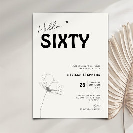 Invitación Elegant Hello Sixty Bold Typography 60th Birthday