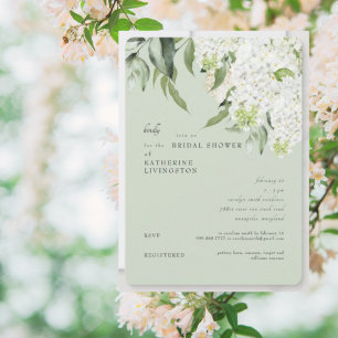Invitación Elegant Hidrangea Verde Claro Baby Shower