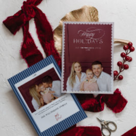 Invitación Elegant Holiday Photo Card with Scalloped Border