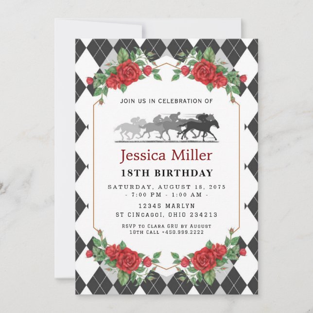 Invitación Elegant Horse Birthday Invitation (Anverso)