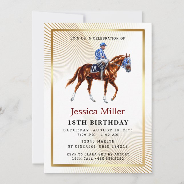 Invitación Elegant Horse Birthday Invitation (Anverso)