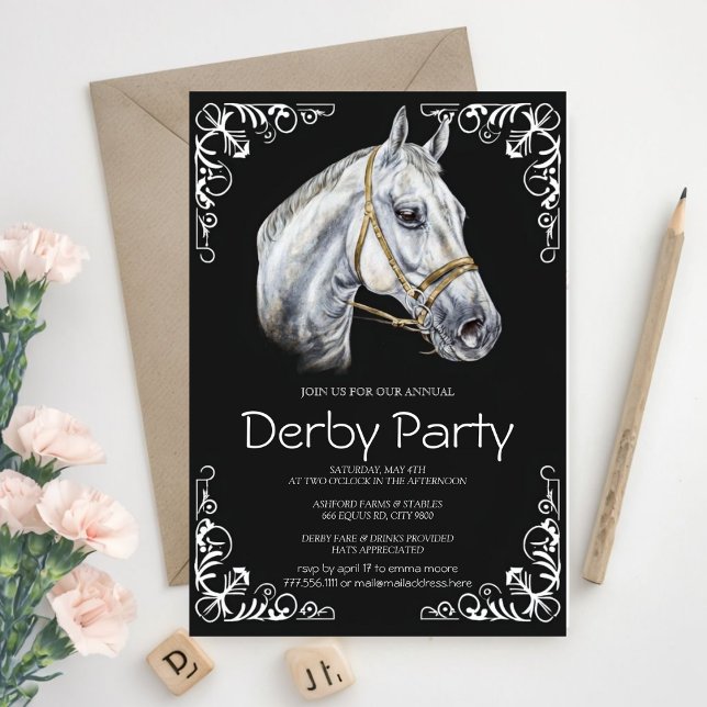 Invitación Elegant Horse Derby Party Invitation with Black an (Subido por el creador)