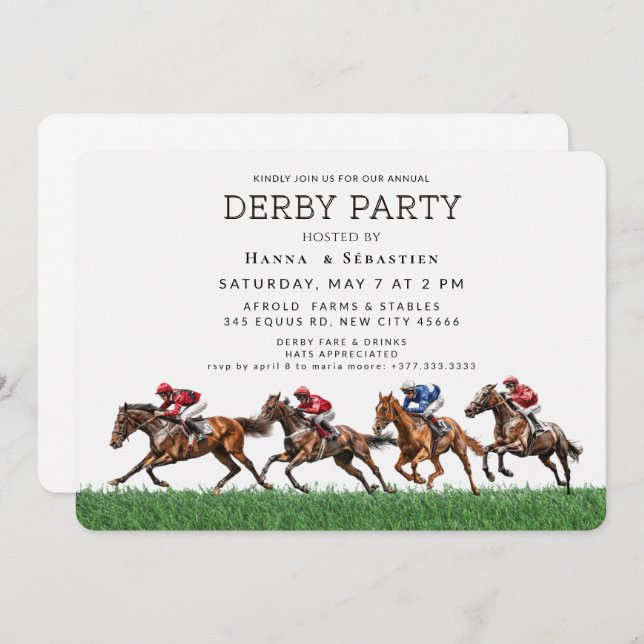 Invitación Elegant Horse Racing Garden Party Invitation (Anverso / Reverso)