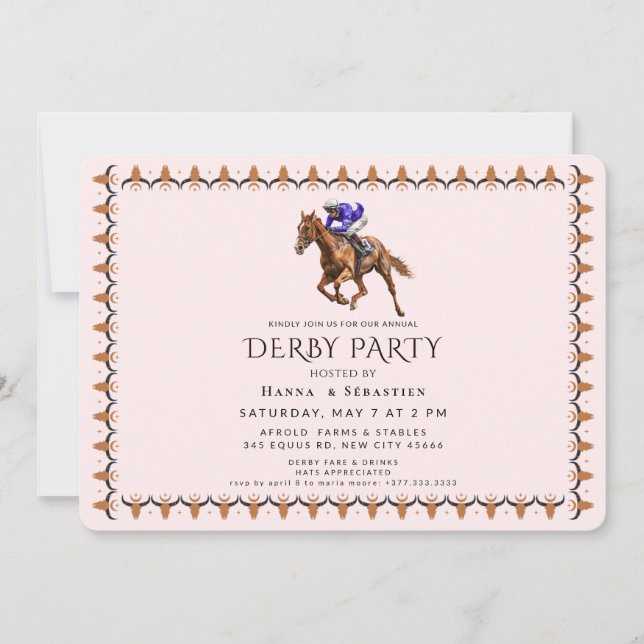 Invitación Elegant Horse Racing Garden Party Invitation (Anverso)
