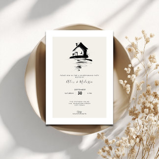 Invitación Elegant Housewarming Invitation - Hand Drawn House