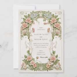 Invitación Elegant Hydrangea Art Nouveau Wedding