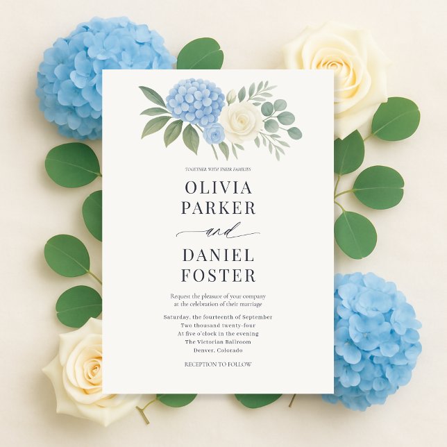 Invitación Elegant Hydrangea Botanical Eucalyptus Wedding (Subido por el creador)