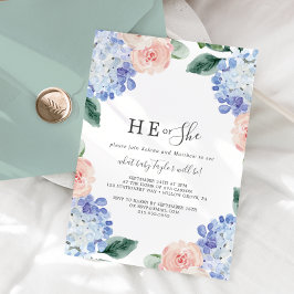 Invitación Elegant Hydrangea He or She Gender Reveal Party