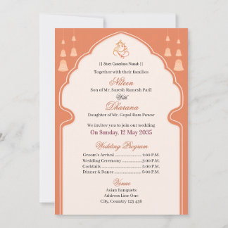 Invitación Elegant Indian Wedding Invitation Temple Arch