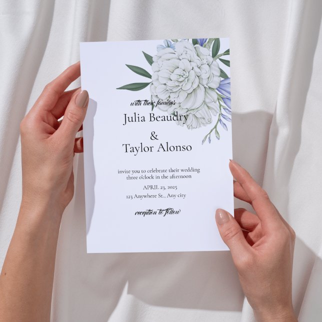 Invitación Elegant Invitation with One Big White Rose | Minim (Subido por el creador)