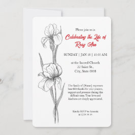 Invitación Elegant Iris "Celebrating the Life" Funeral