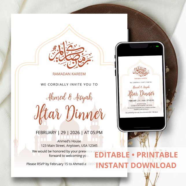 Invitación Elegant Islamic Mosque Silhouette Iftar Dinner (Subido por el creador)