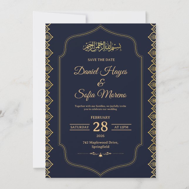 Invitación Elegant Islamic Muslim Wedding Invitation (Anverso)
