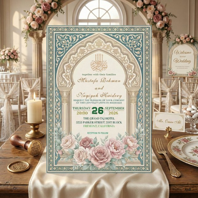 Invitación Elegant Islamic Nikah Bismillah Calligraphy (Subido por el creador)