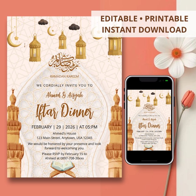 Invitación Elegant Islamic Ramadan Iftar Dinner Party (Subido por el creador)