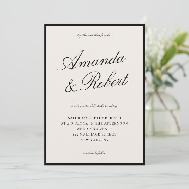 Invitación Elegant Ivory Calligraphy Old Money Wedding (Anverso de pie)