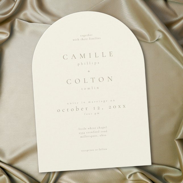 Invitación Elegant Ivory Cream Minimalist Arch Wedding (Subido por el creador)