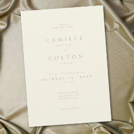 Invitación Elegant Ivory Cream Minimalist Wedding