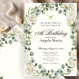 Invitación Elegant Ivory Floral 18th Birthday Debut