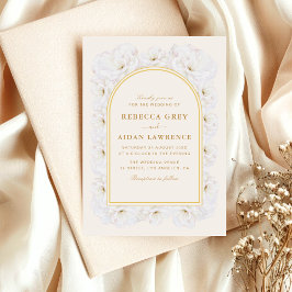 Invitación Elegant Ivory Floral with Gold Arch Frame wedding 